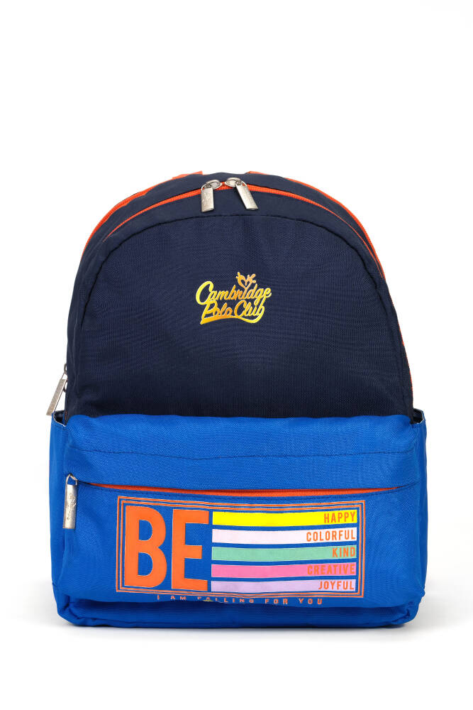 Cambridge Polo Club Be Happy Ön Cepli Unisex Çocuk Anaokulu Çantası Lacivert Lacivert