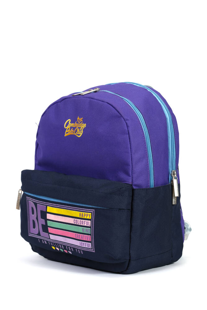 Cambridge Polo Club Be Happy Ön Cepli Unisex Çocuk Anaokulu Çantası MOR MOR