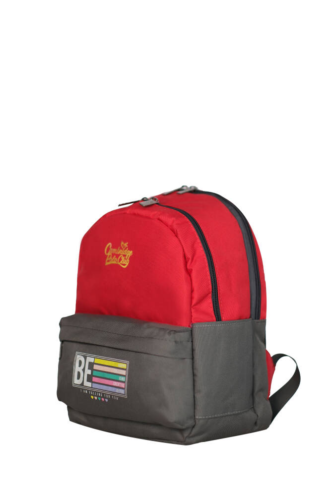 Cambridge Polo Club Be Happy Ön Cepli Unisex Çocuk Anaokulu Çantası Kırmızı Kırmızı
