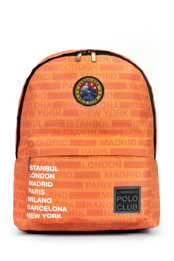 Cambridge Polo Club Cities II Ön Cepli Unisex Sırt Çantası Turuncu Turuncu
