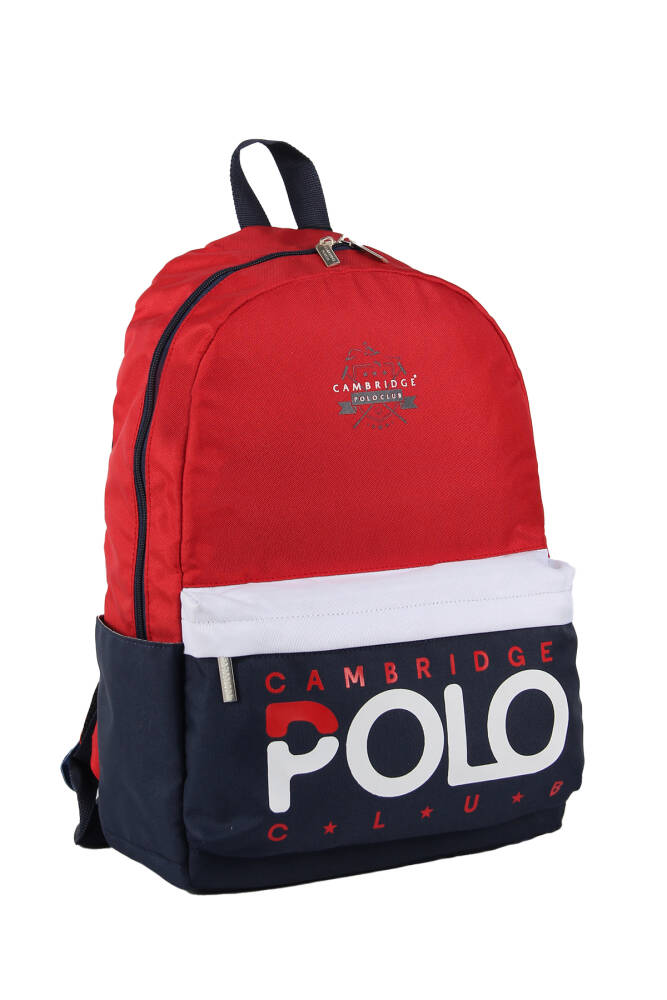 Cambridge Polo Club Preppy Tek Ana Bölmeli Unisex Sırt Çantası Kırmızı Kırmızı