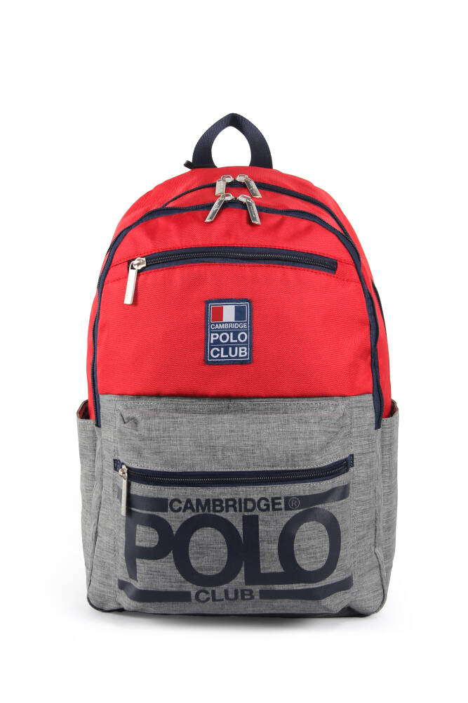 Cambridge Polo Club Street Style Dört Bölmeli Unisex Sırt Çantası Kırmızı Kırmızı