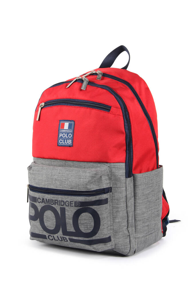 Cambridge Polo Club Street Style Dört Bölmeli Unisex Sırt Çantası Kırmızı Kırmızı